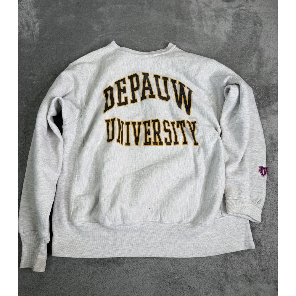 Vintage 90s Depauw University Tigers Sweatshirt Men's Size Large Gray